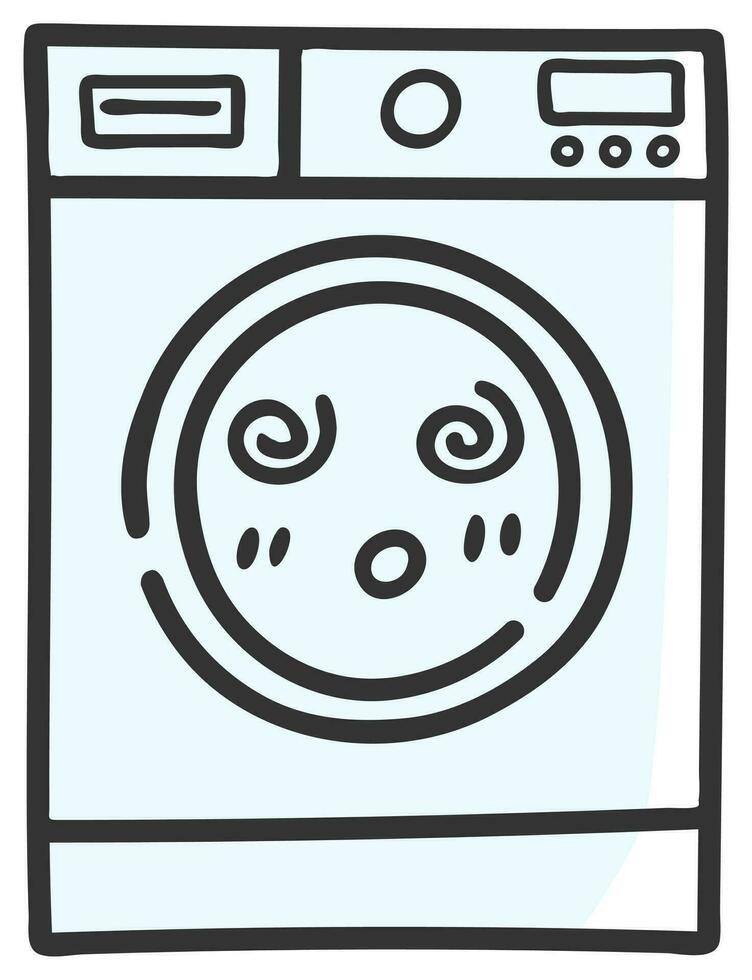 hand drawn washing machine single sticker with expression 15 vector