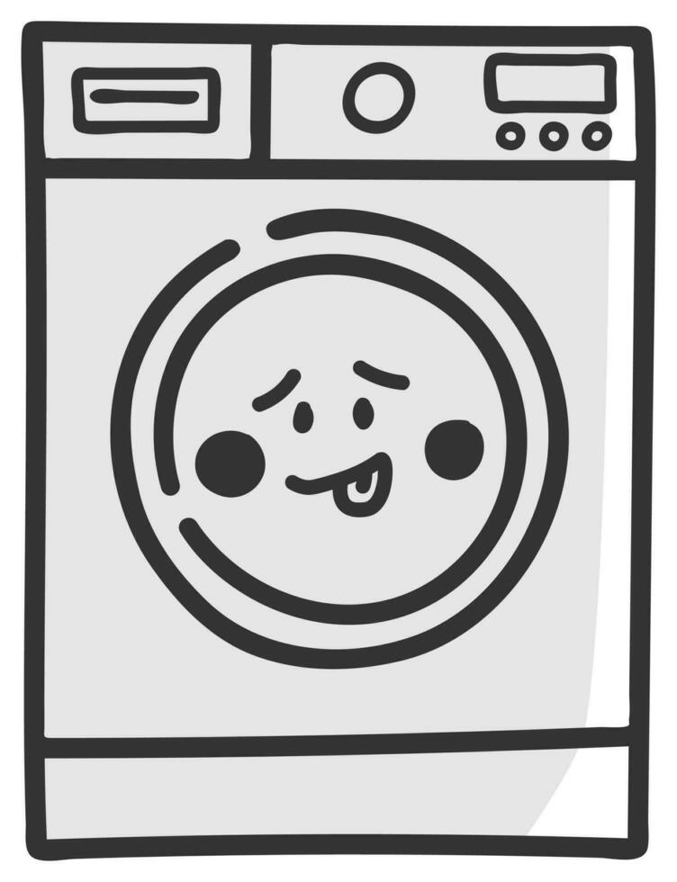 hand drawn washing machine single sticker with expression 18 vector