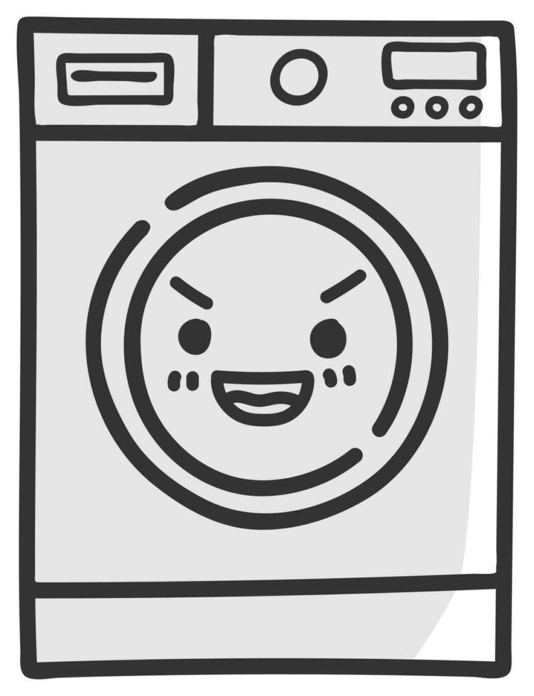 hand drawn washing machine single sticker with expression 26 vector