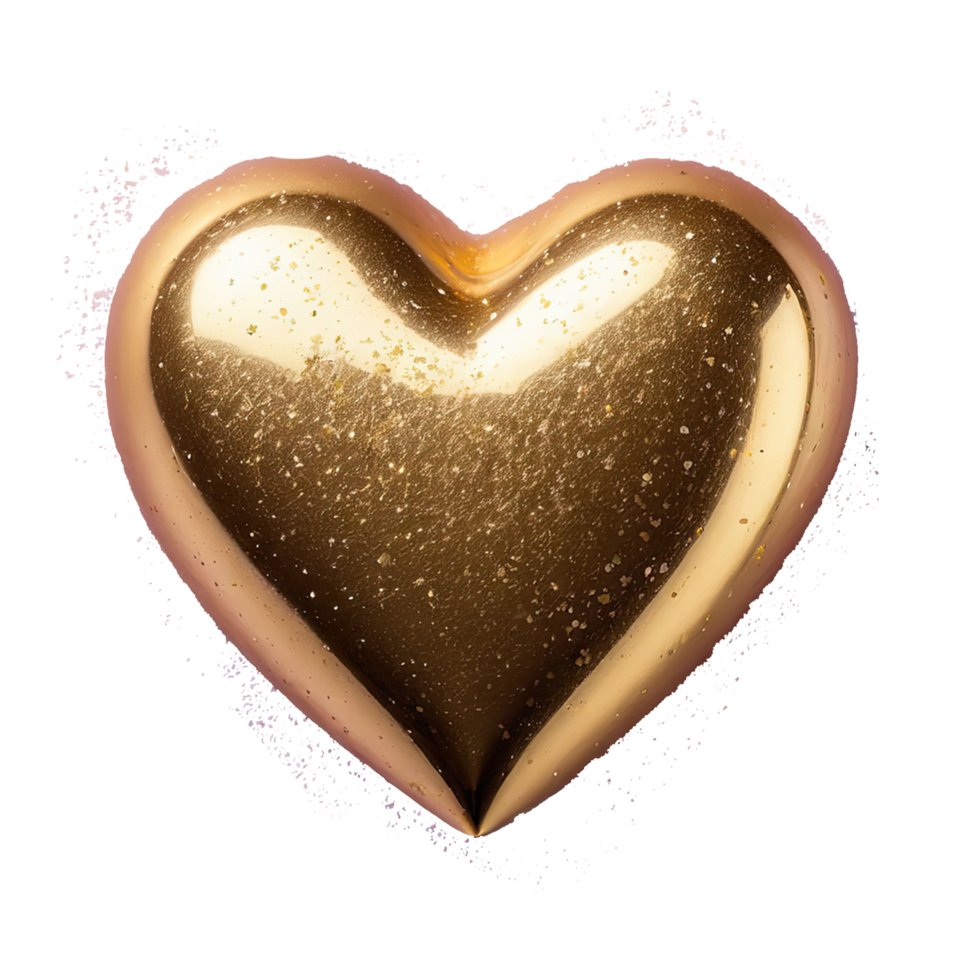 AI generated Gold heart with glitter isolated on transparent background png