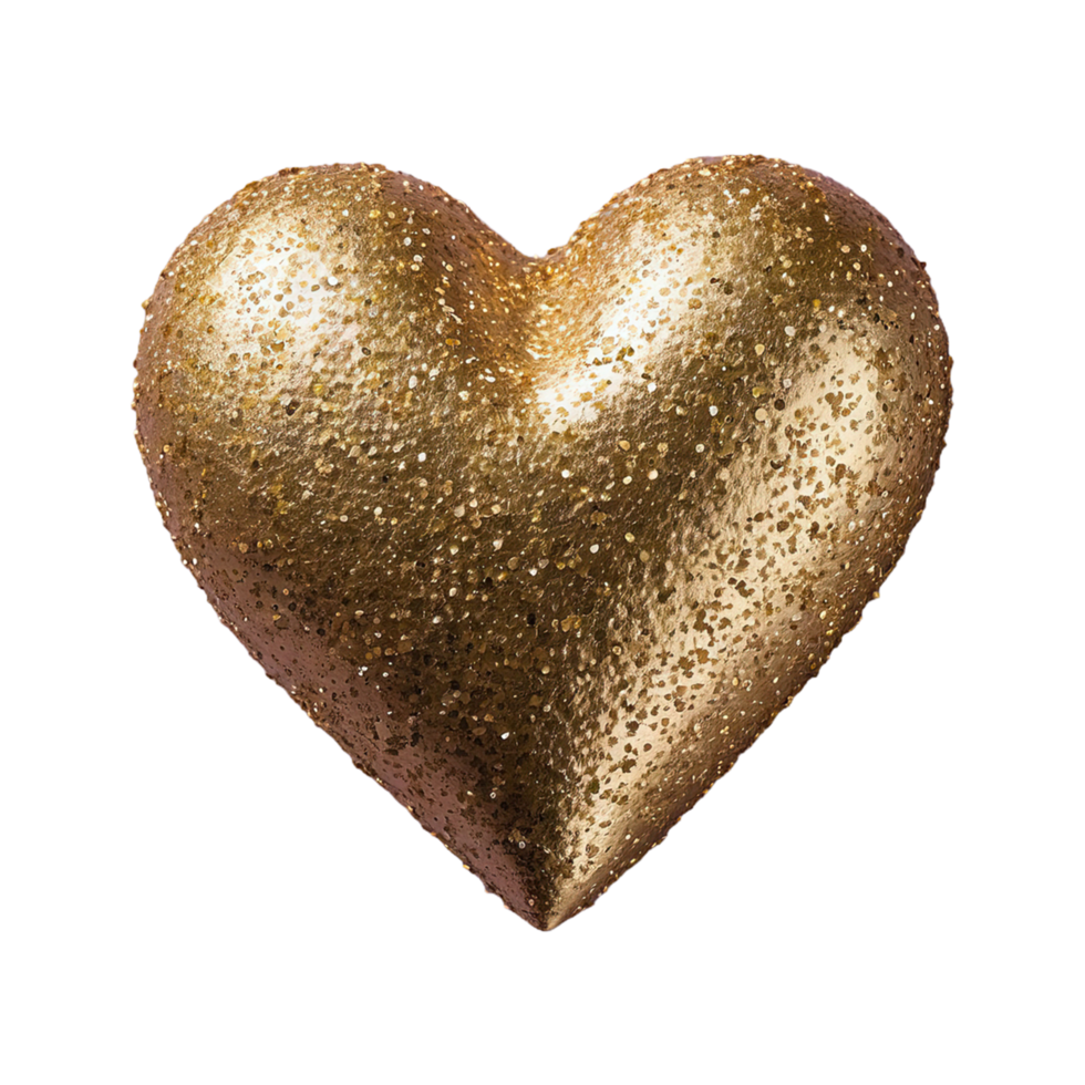 AI generated Gold heart with glitter isolated on transparent background png