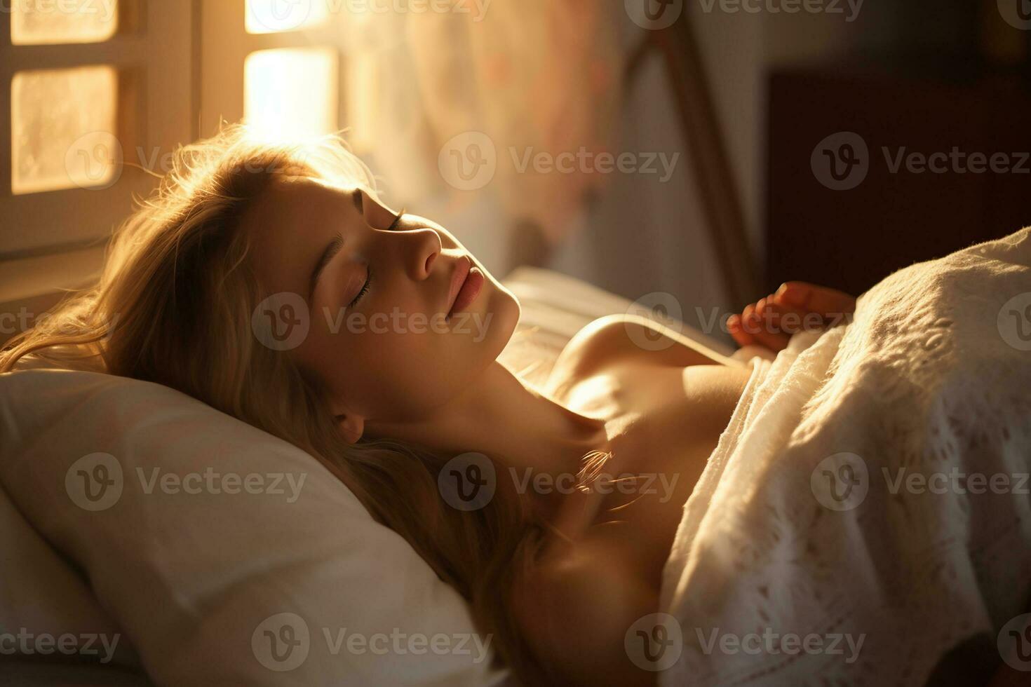AI generated a women lying on a bed generative ai photo
