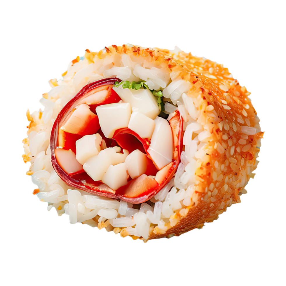 AI generated delicious Crab meat roll isolated on transparent