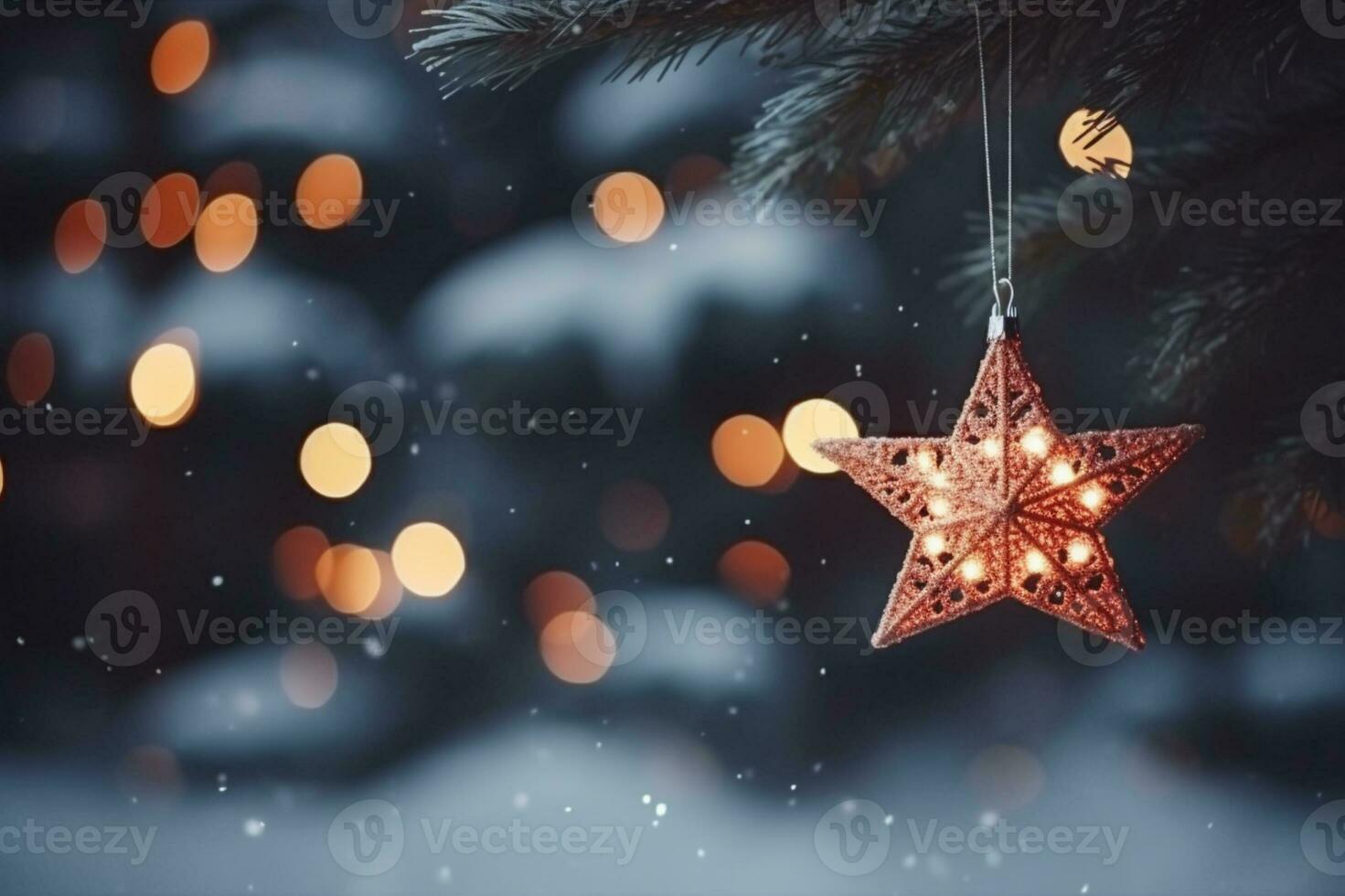 AI generated Close up of decorative christmas tree photo