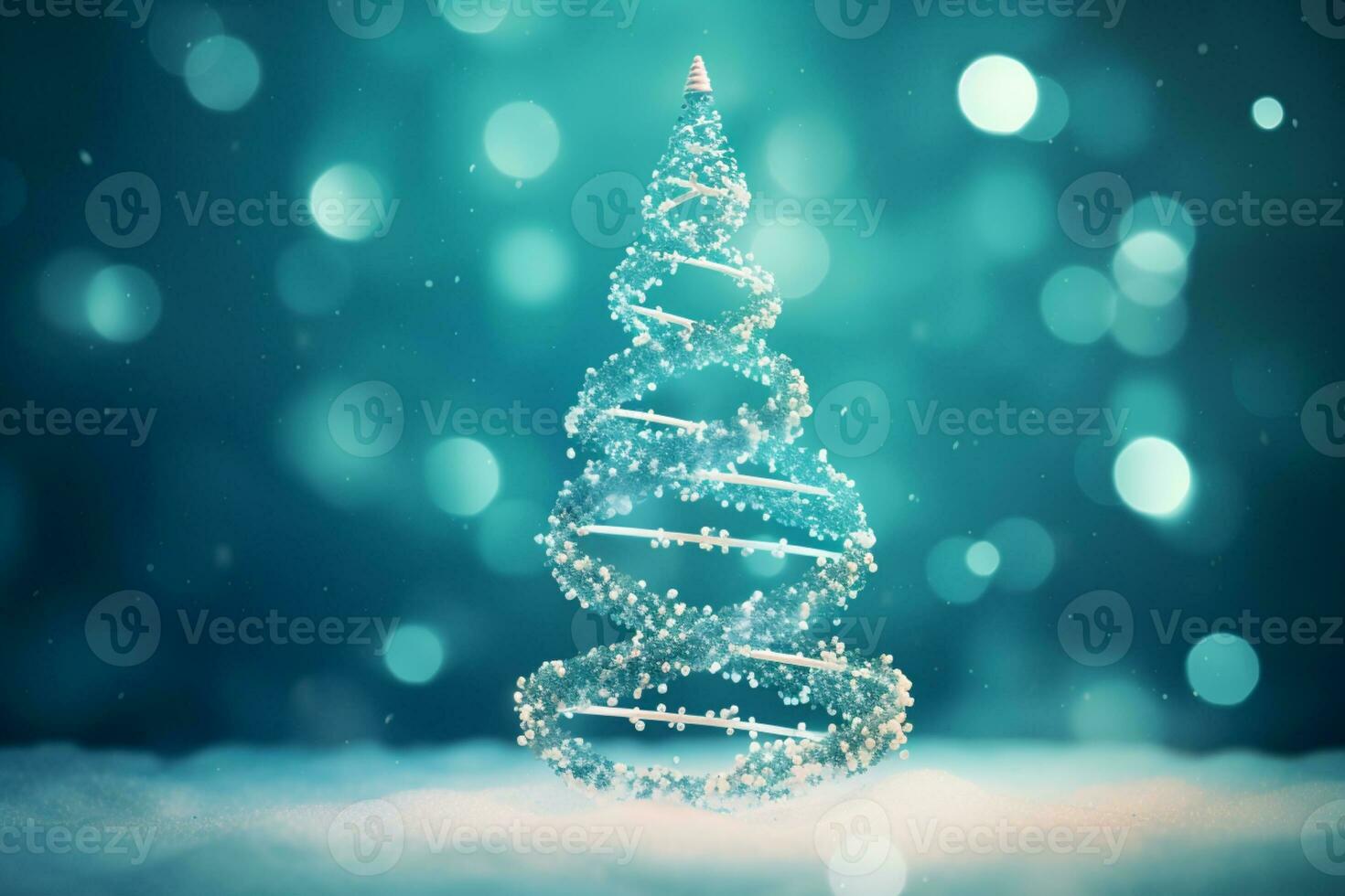 ai generado azul Navidad árbol hecho arriba con adn estructura salud concepto bokeh borroso antecedentes Copiar espacio foto