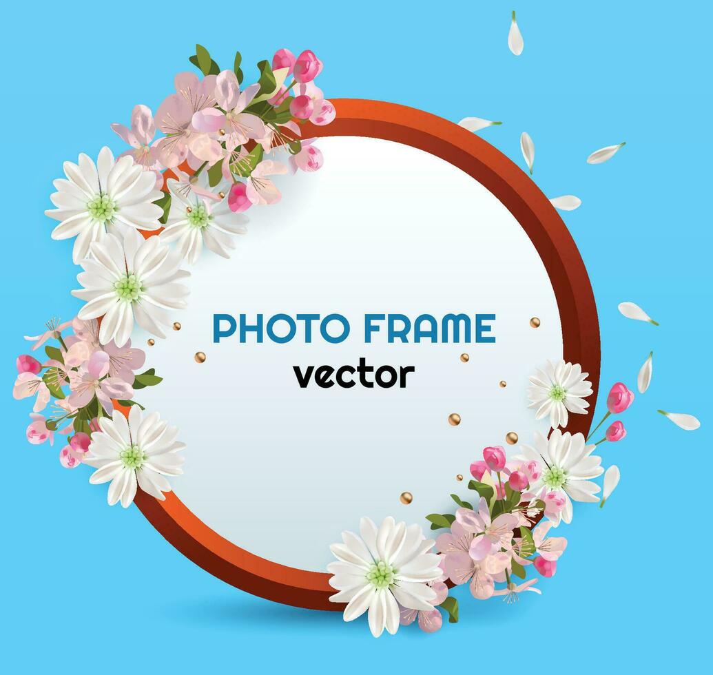 Vector Photo frame Flowers design