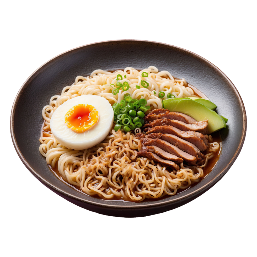 AI generated plate of ramen isolated on transparent background png