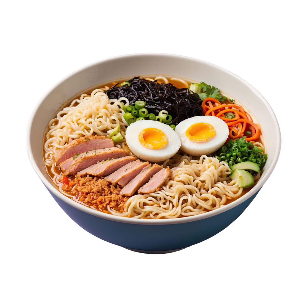 AI generated plate of ramen isolated on transparent background png