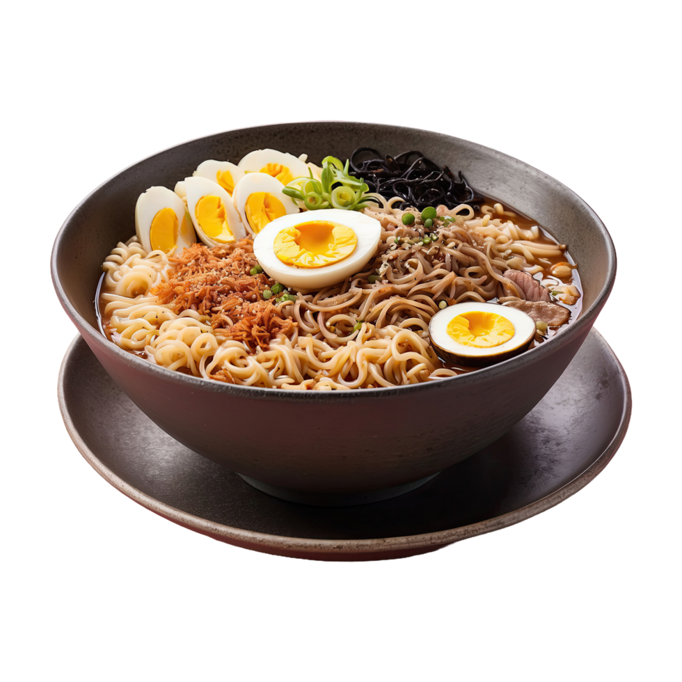 AI generated plate of ramen isolated on transparent background png