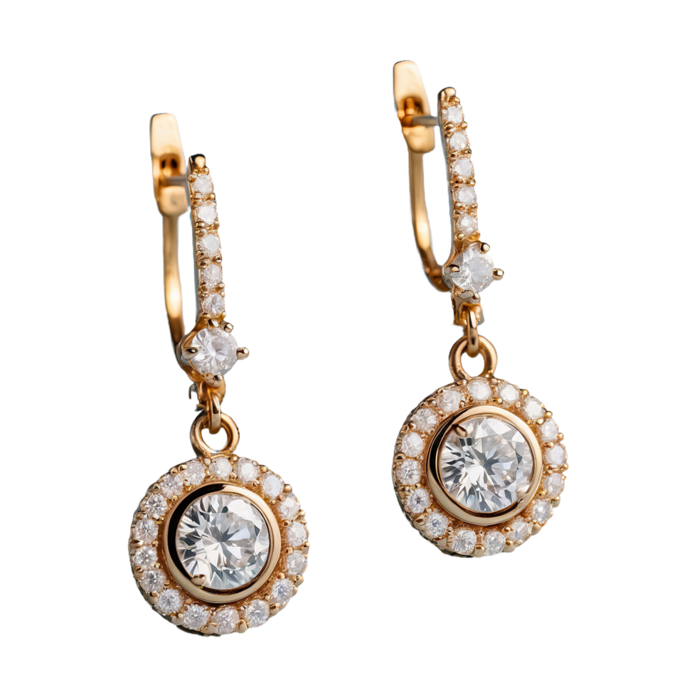 AI generated Earrings with diamonds isolated on transparent background png
