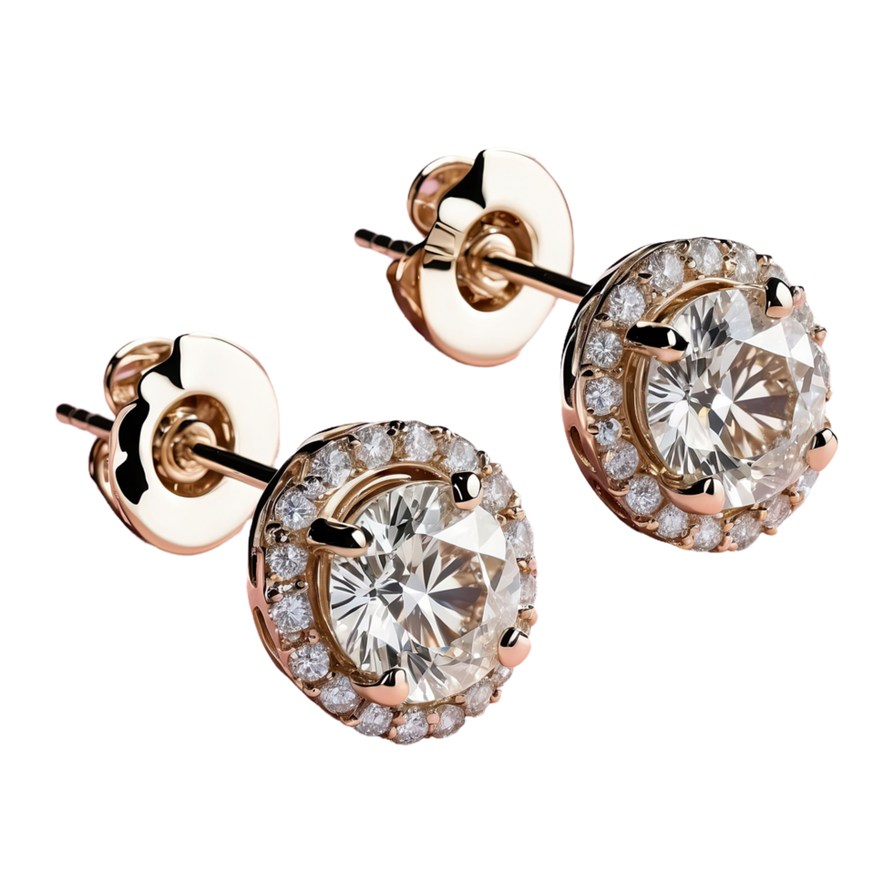 AI generated Earrings with diamonds isolated on transparent background png