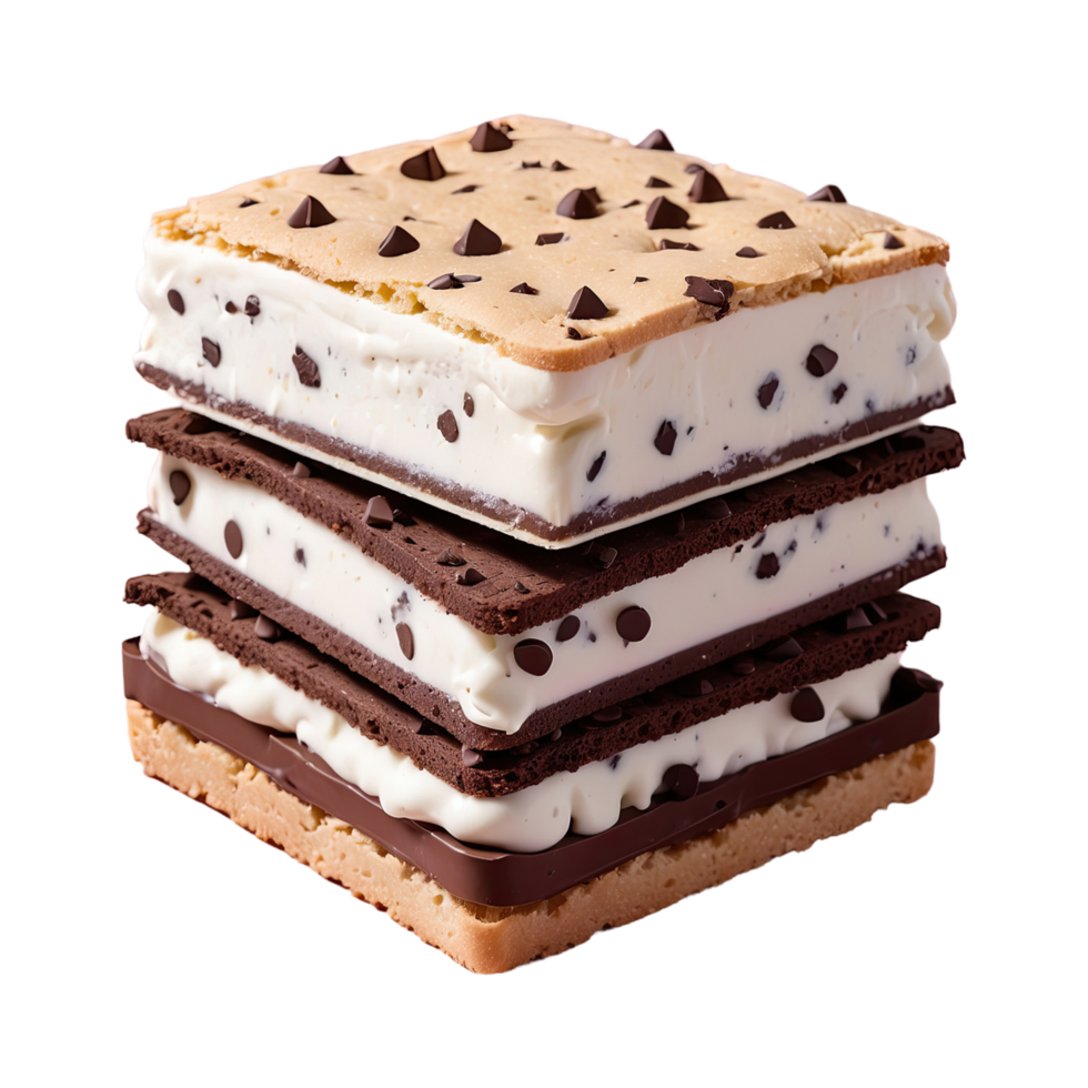 AI generated ice cream sandwich with chocolate isolated on transparent background png