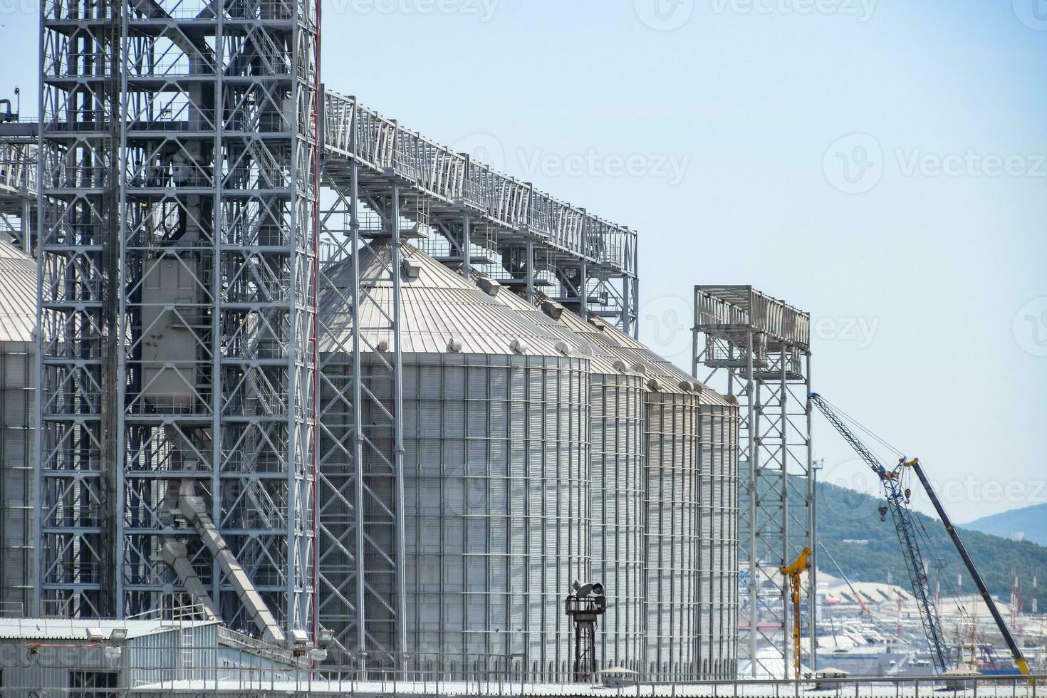Grain terminal in port of Novorossiysk. Grain elevator. photo