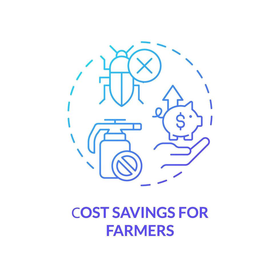 2D gradient cost savings for farmers icon, isolated vector, integrated pest management thin line illustration. vector