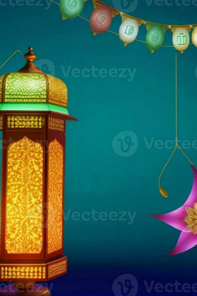 AI generated Eid Mubarak and Eid al adha Arabic Islamic background and banner Design. Pro Photo