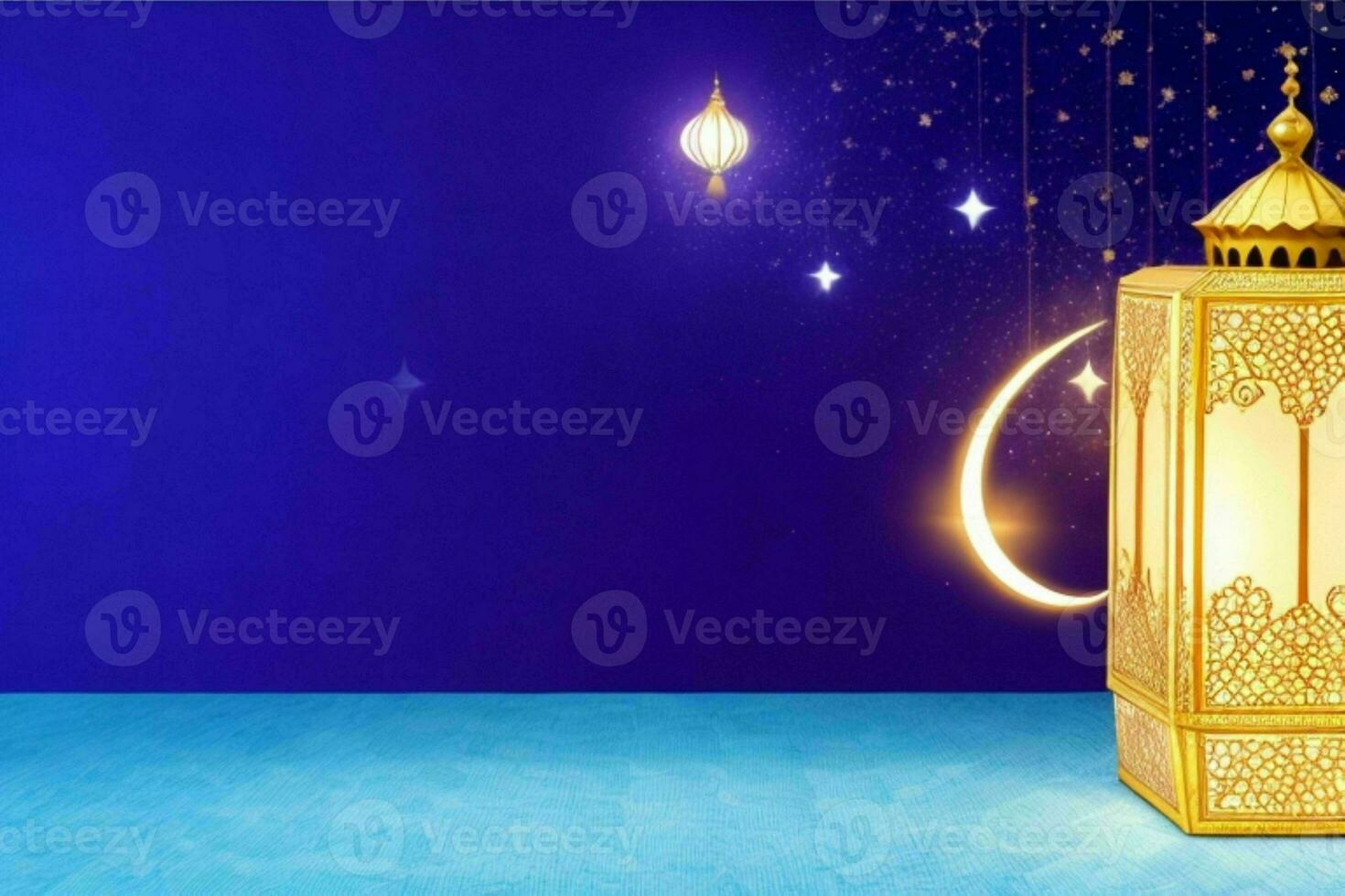 AI generated Celebration of islamic eid mubarak and eid al adha lantern background and banner Design. Pro Photo