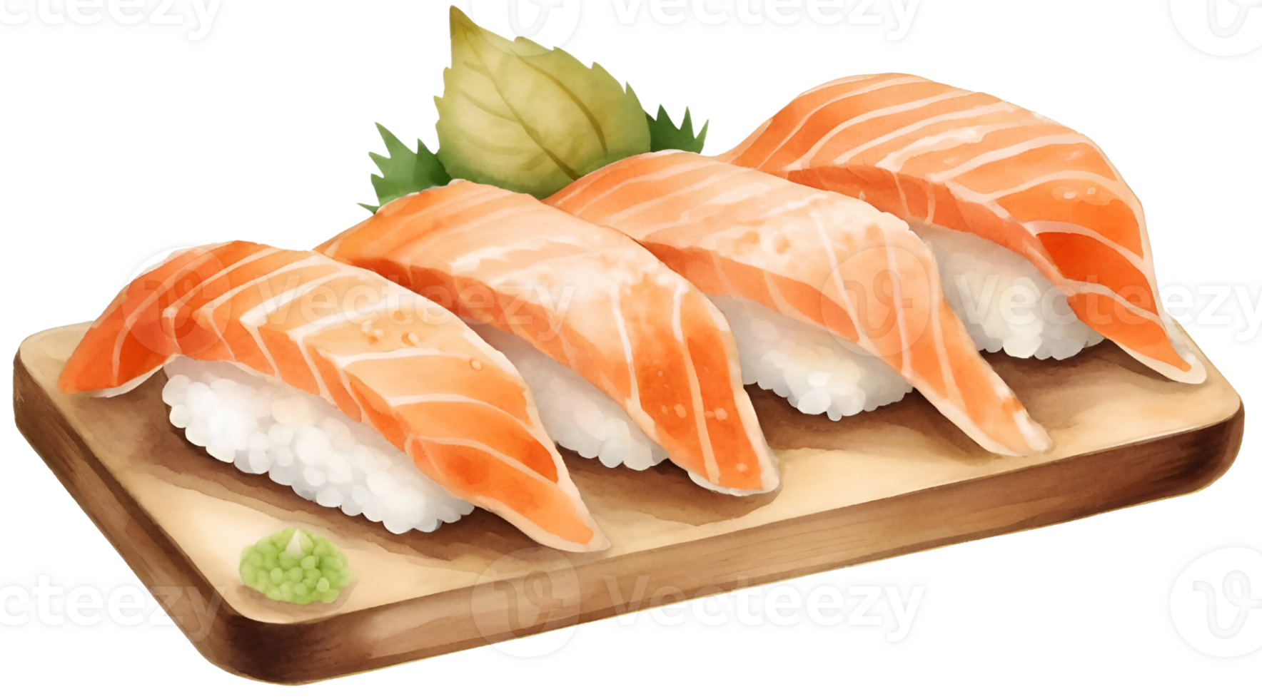 AI generated salmon sushi, japanese food. png