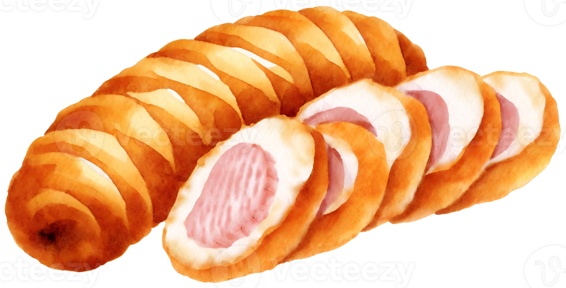 AI generated baked bun, illustration png