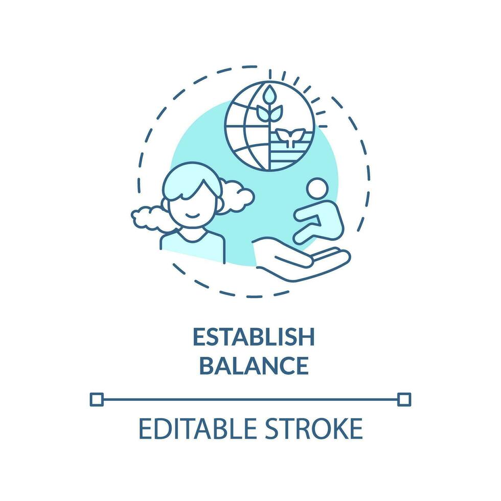 2D editable thin line icon establish balance concept, isolated monochromatic vector, blue illustration representing parenting children with health issues. vector