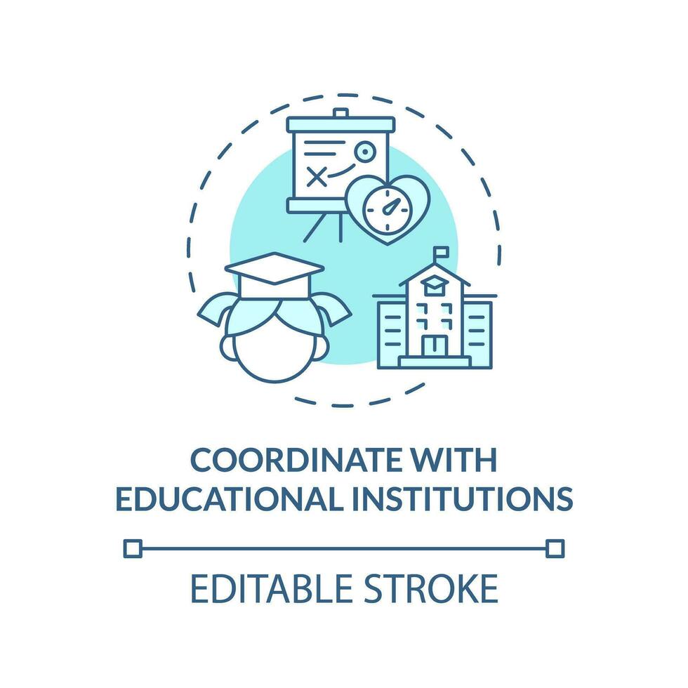 2D editable thin line icon coordinate with educational institutions concept, isolated monochromatic vector, blue illustration representing parenting children with health issues. vector