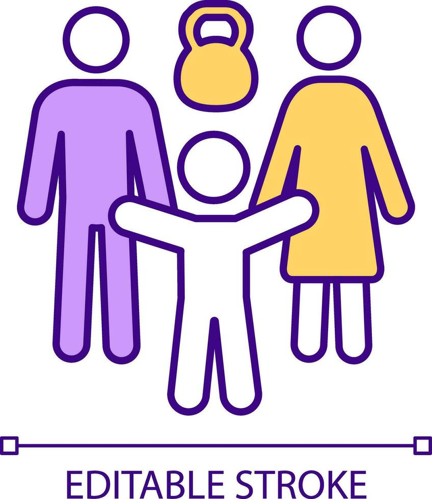 2D editable parenting dynamics icon representing codependent relationship, isolated vector, multicolor thin line illustration. vector