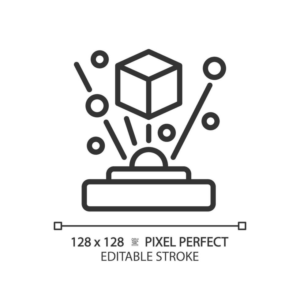 2D pixel perfect editable black projection icon, isolated simple vector, thin line illustration representing VR, AR and MR. vector