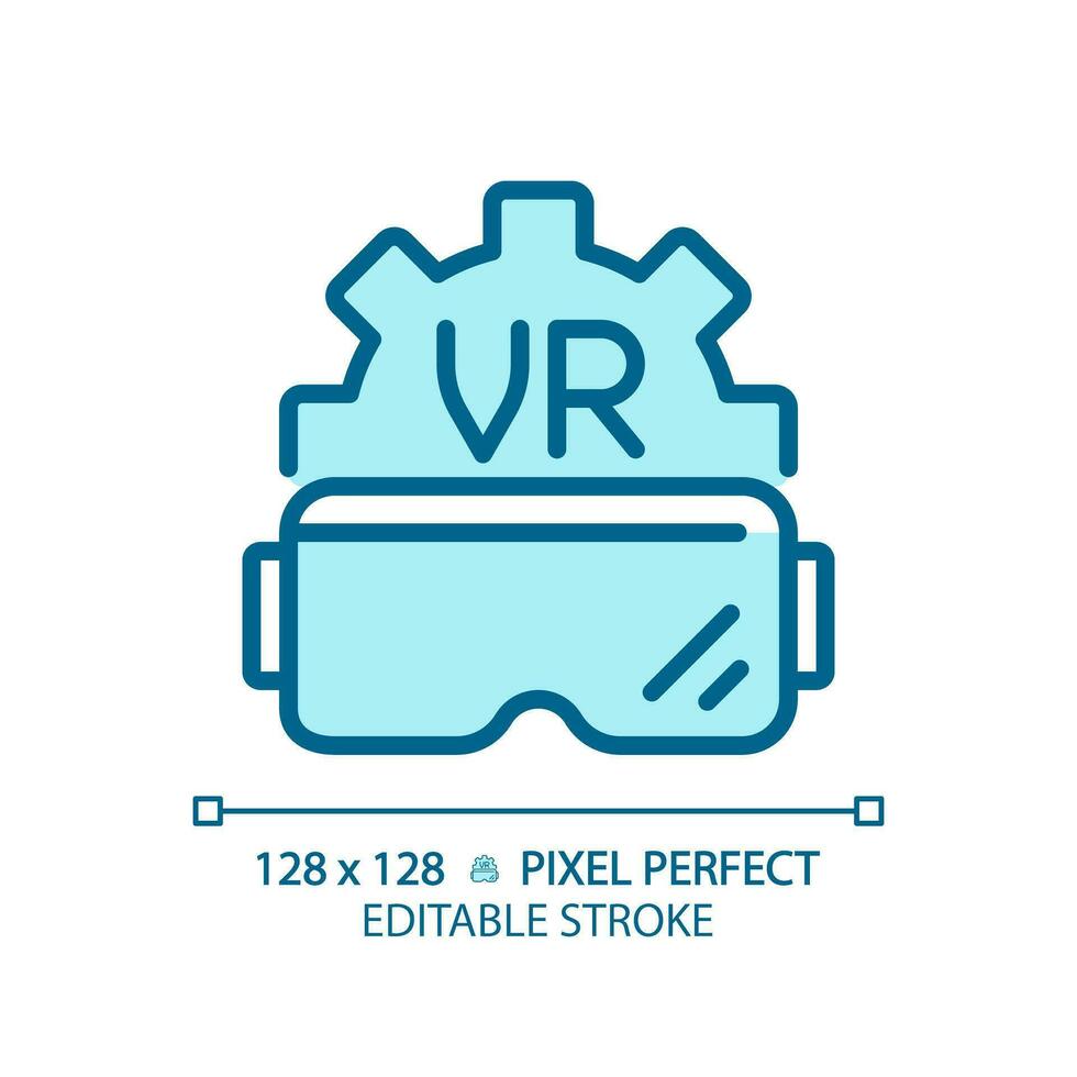 2d píxel Perfecto editable azul vr gafas de protección icono, aislado monocromo vector, Delgado línea ilustración representando realidad virtual, Arkansas y Sres. vector