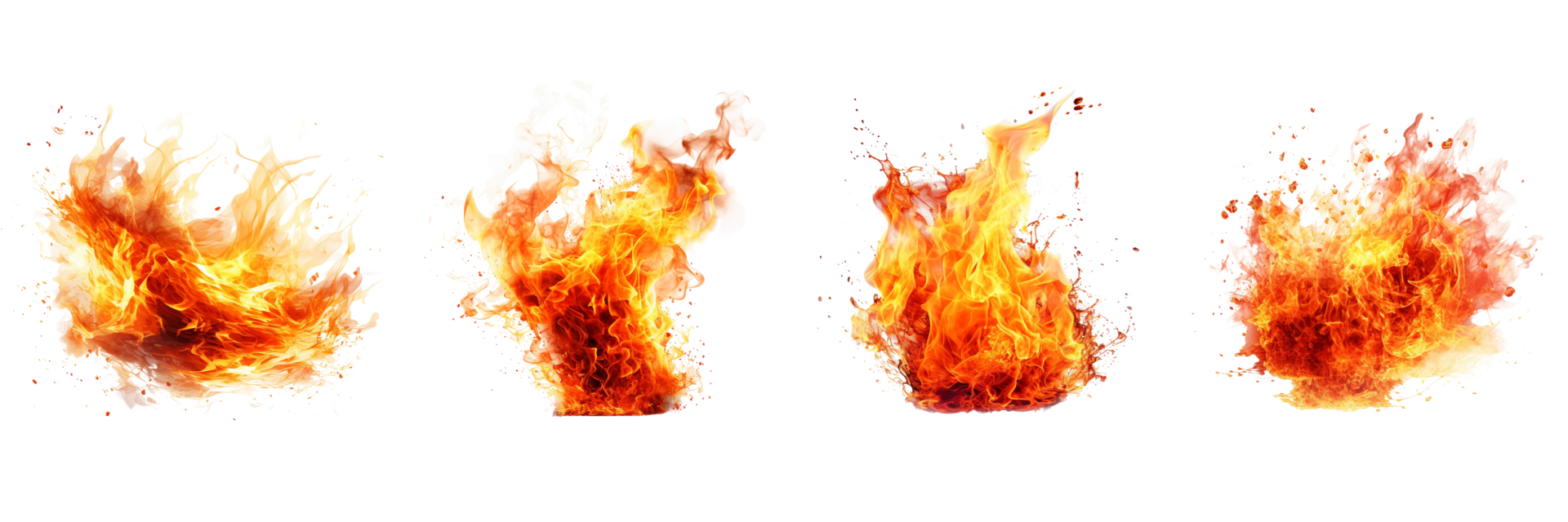 AI generated fire flames on transparent background png