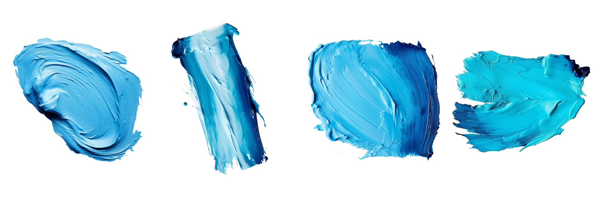 AI generated blue paint brush strokes on transparent background png