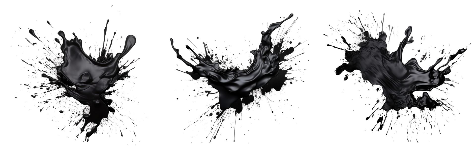 ai gegenereerd zwart grunge inkt splat Aan transparant achtergrond png