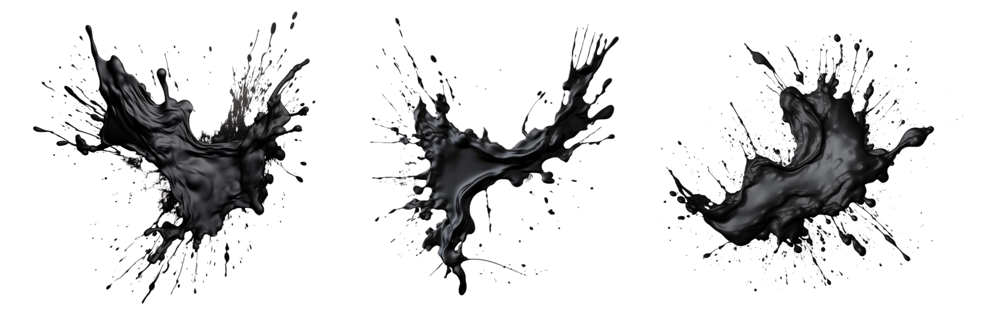 AI generated Black grunge ink splat on transparent background png