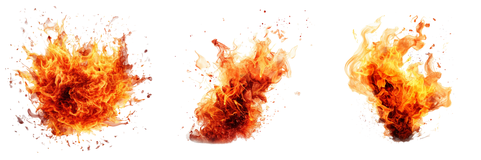 AI generated fire flames on transparent background png