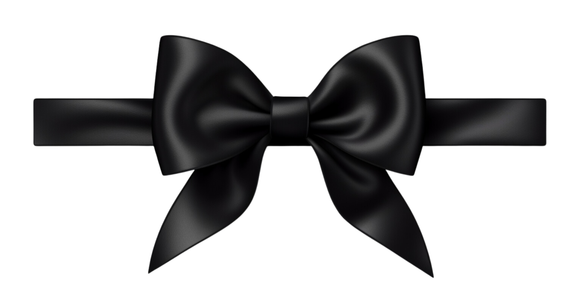 AI generated black ribbon with bow on transparent background png