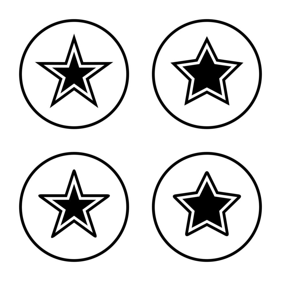 estrella vaquero icono conjunto en circulo línea. estrellas símbolo vector