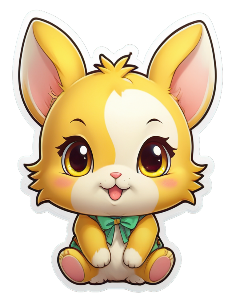 AI generated Cute Baby Rabbit Stickers png