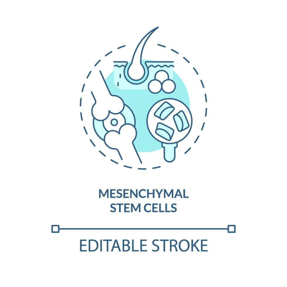 2D editable blue mesenchymal stem cells icon, monochromatic isolated vector, thin line illustration representing cell therapy. vector
