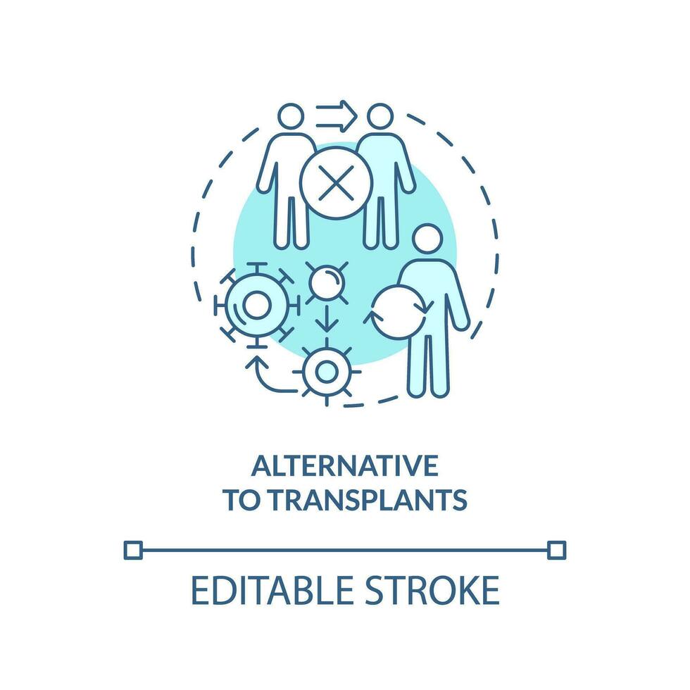 2D editable blue alternative to transplants icon, monochromatic isolated vector, thin line illustration representing cell therapy. vector