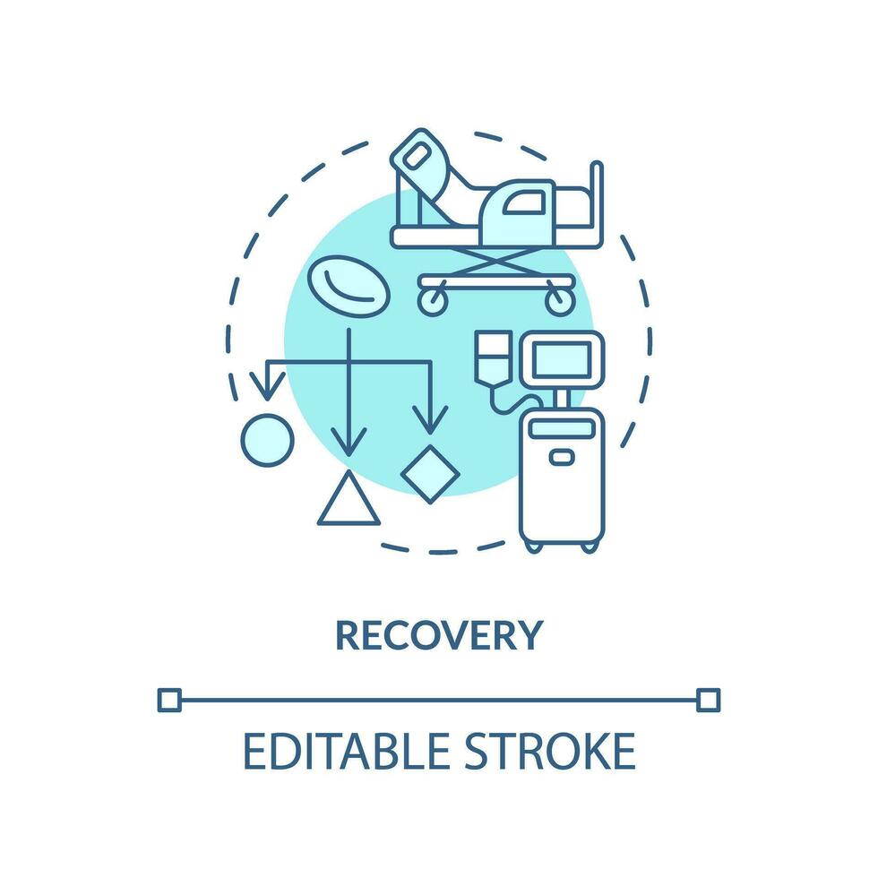 2D editable blue recovery icon, monochromatic isolated vector, thin line illustration representing cell therapy. vector