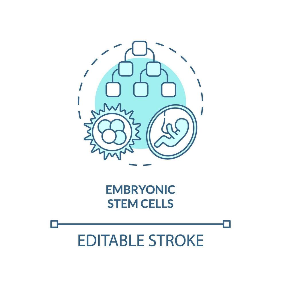 2D editable blue embryonic stem cells icon, monochromatic isolated vector, thin line illustration representing cell therapy. vector