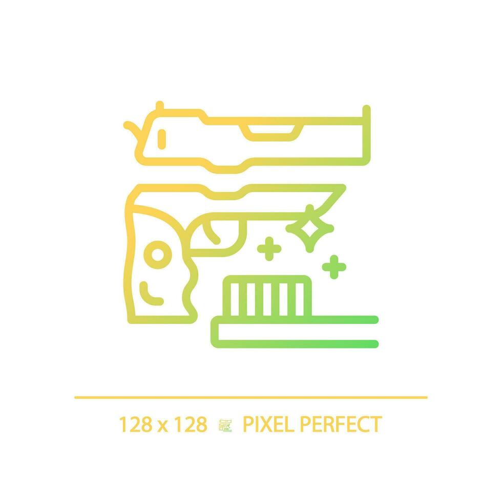 2D pixel perfect gradient gun cleaning icon, isolated vector, thin line illustration representing weapons. vector