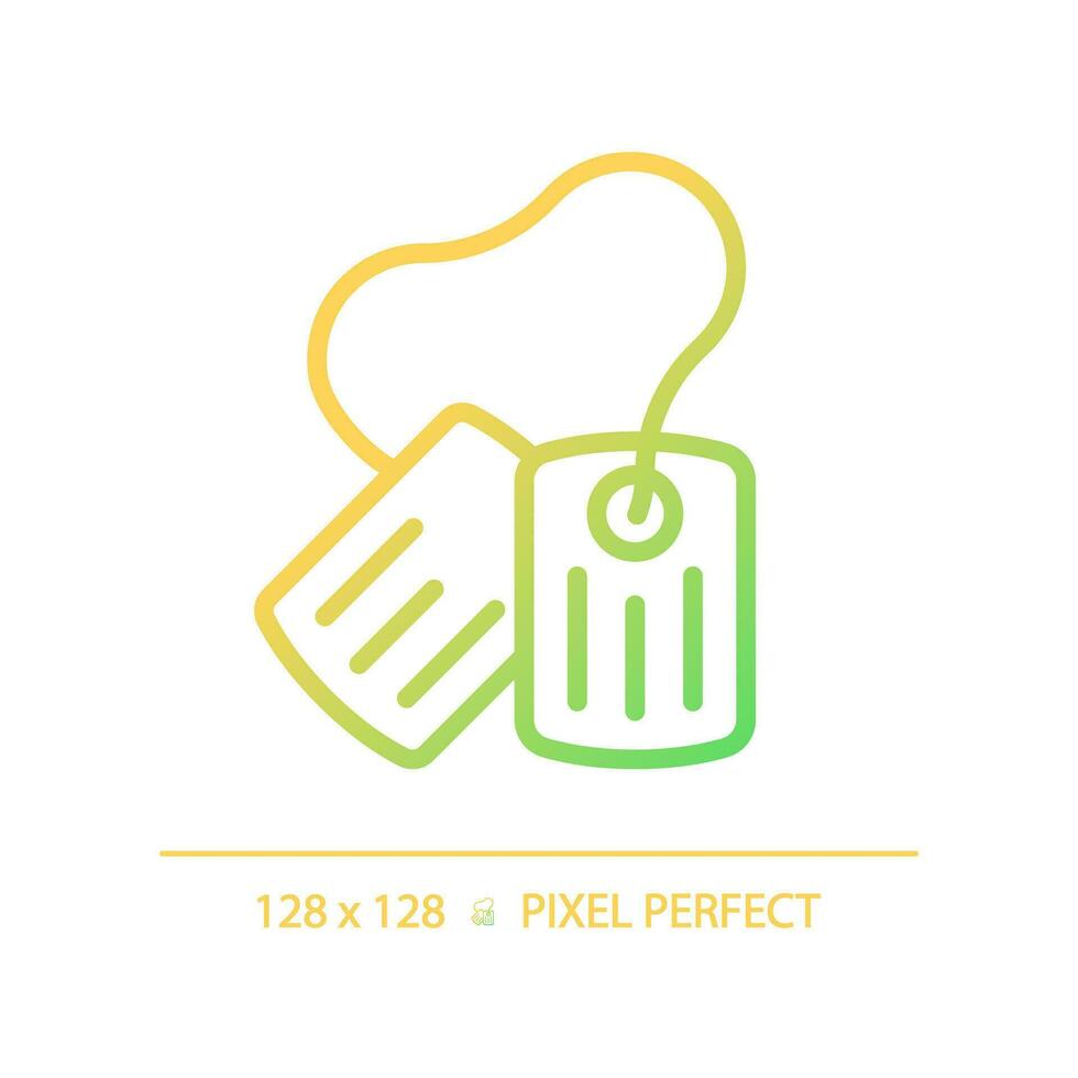 2D pixel perfect gradient dog tag icon, isolated vector, thin line illustration representing weapons. vector