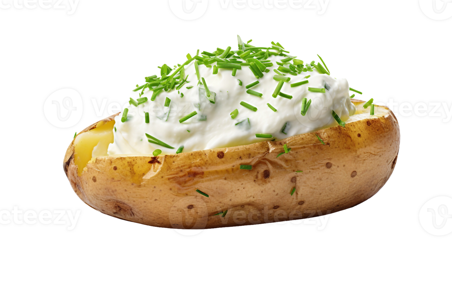 AI generated Savory Baked Potato with Creamy Garnish On Transparent Background. png