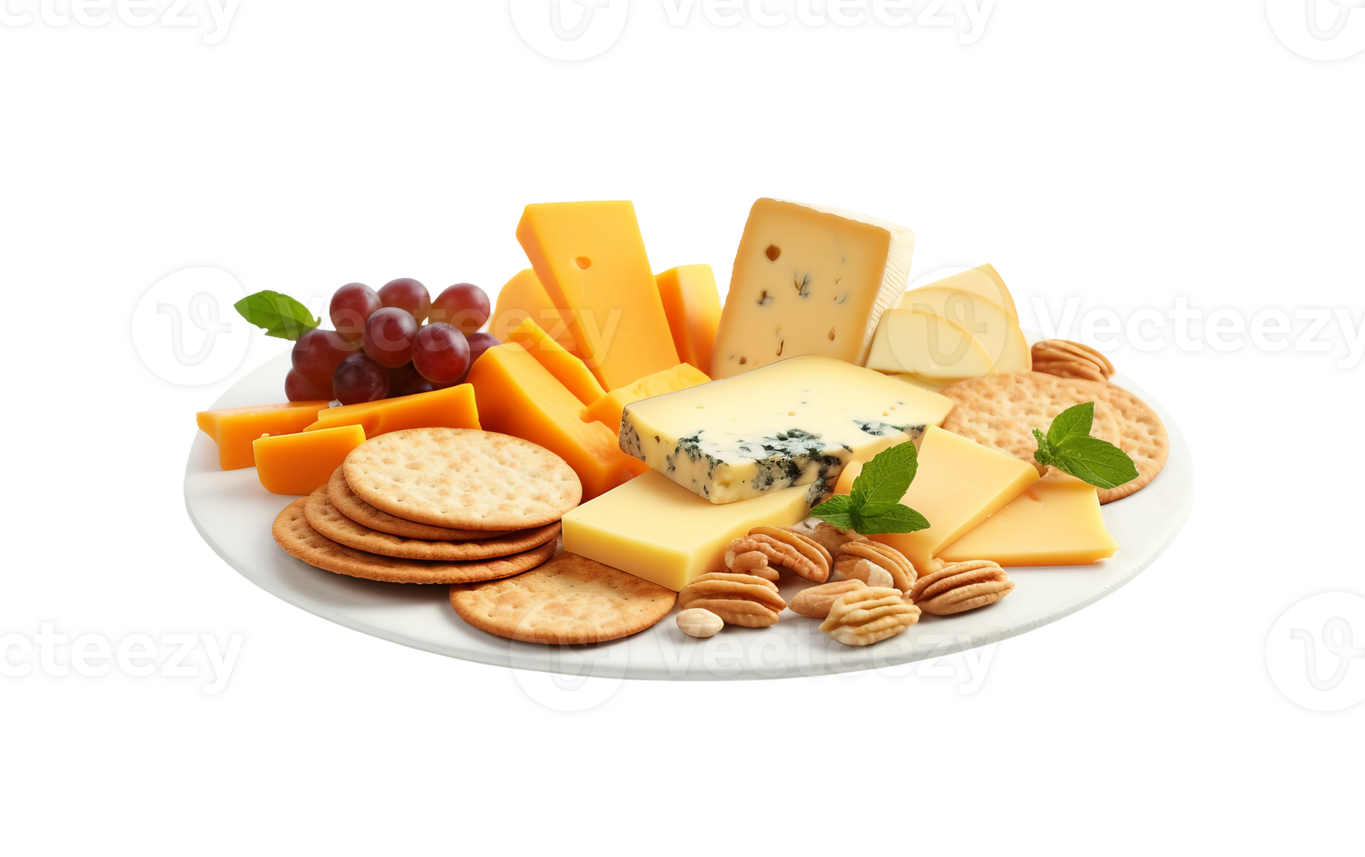 AI generated Cheese and Cracker Platter On Transparent Background