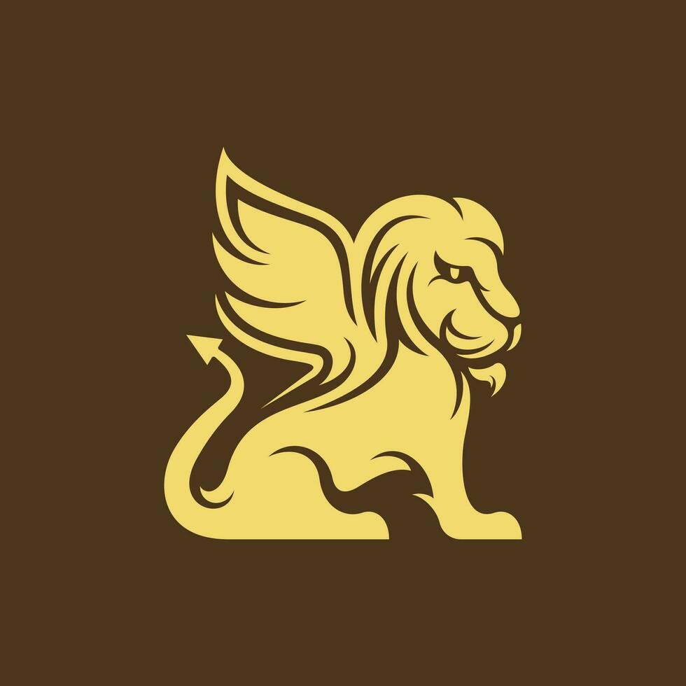 Animal winged lion. Symbol, logo.Vector illustration, logo or icon on white background vector