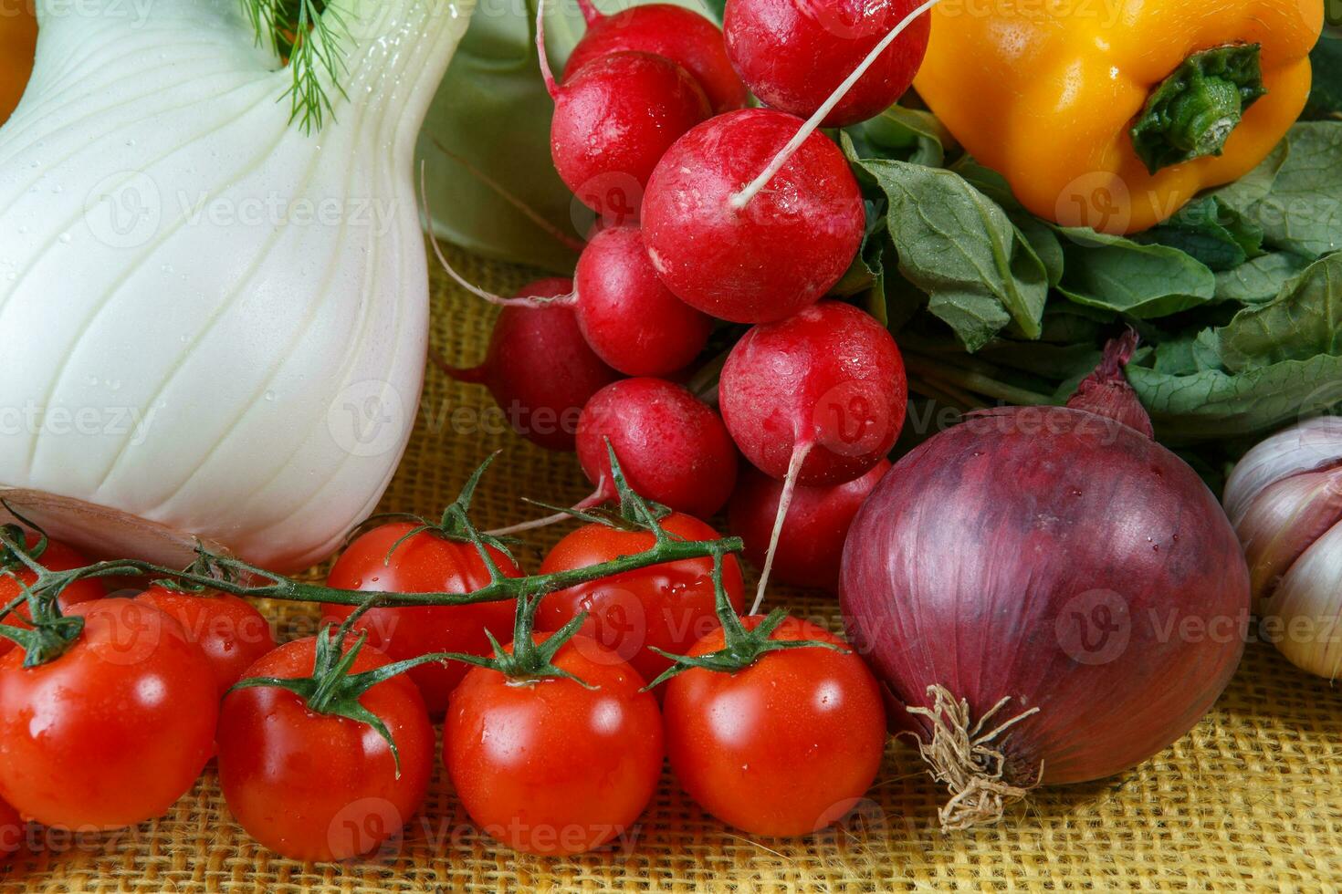 Assortment of fresh vegetables close up photo