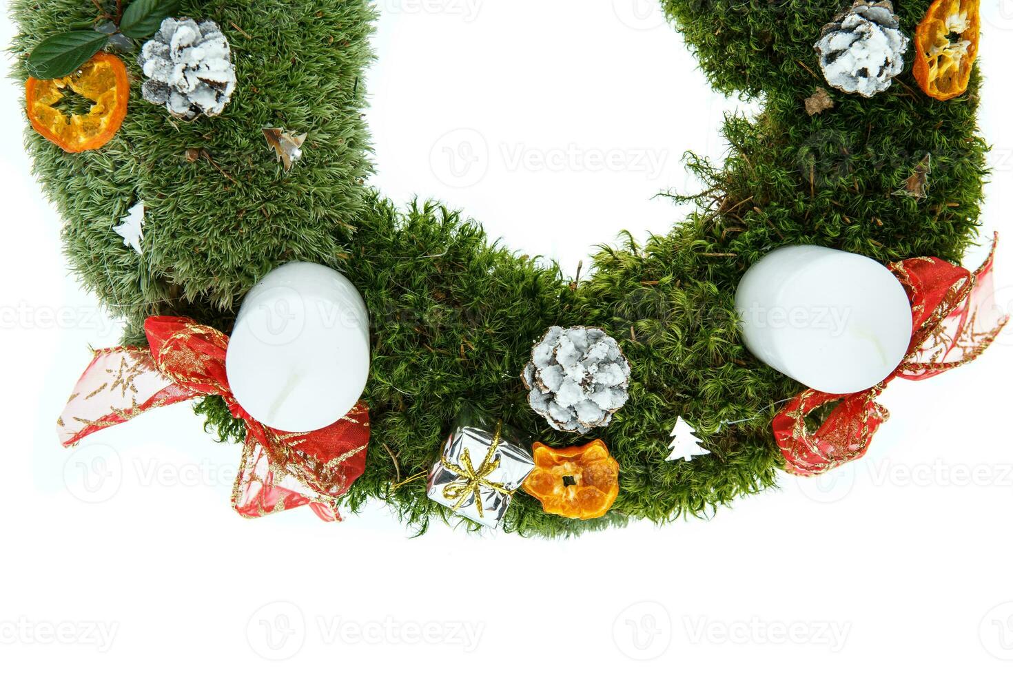 Christmas advent wreath with candles on white background photo