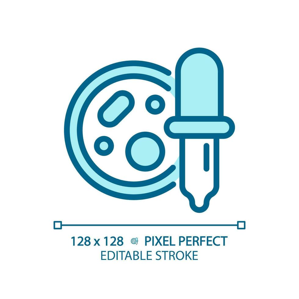2D pixel perfect editable blue bacteria with dropper icon, isolated monochromatic vector, thin line illustration representing bacteria. vector