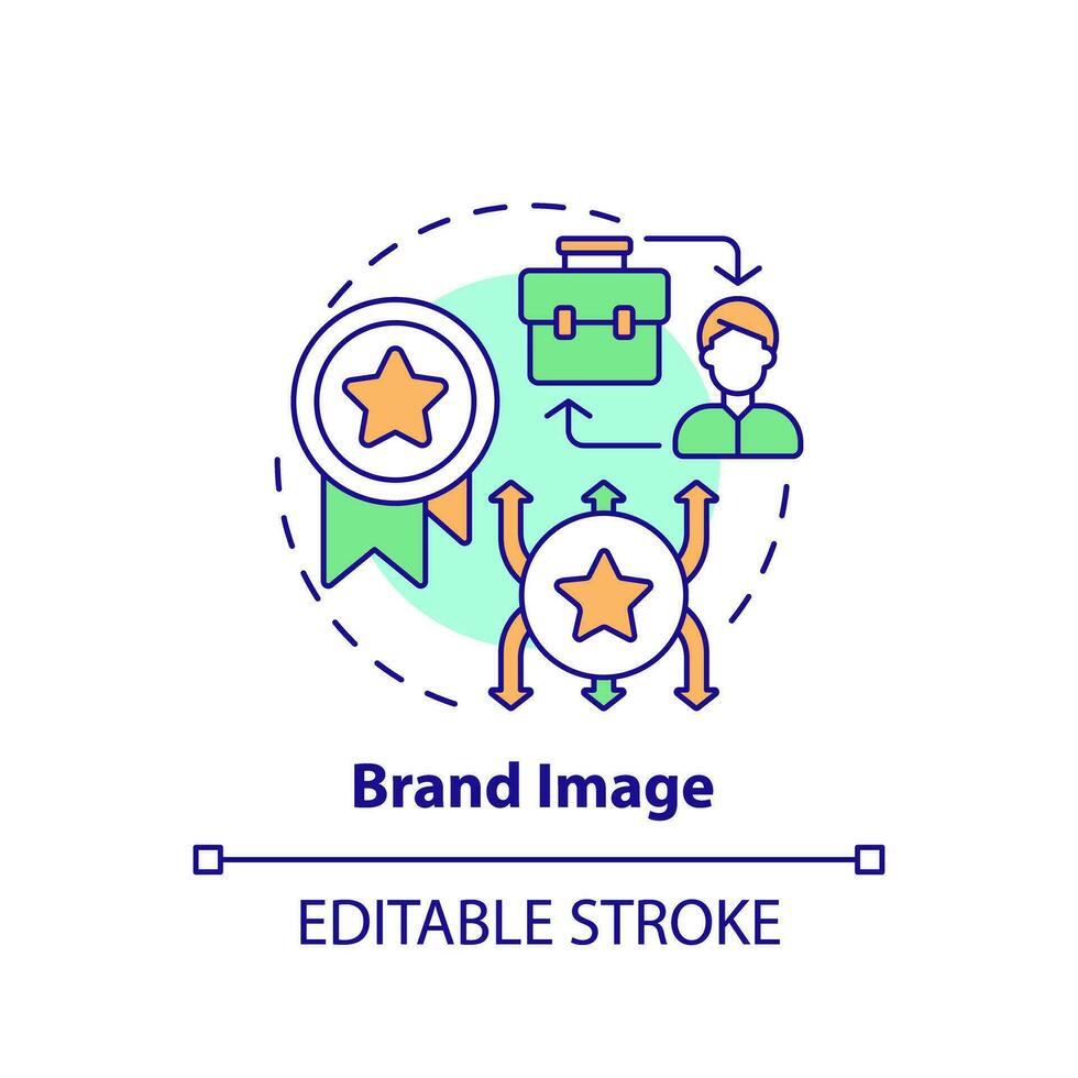 2D editable multicolor icon brand image concept, simple isolated vector, C2C thin line illustration. vector
