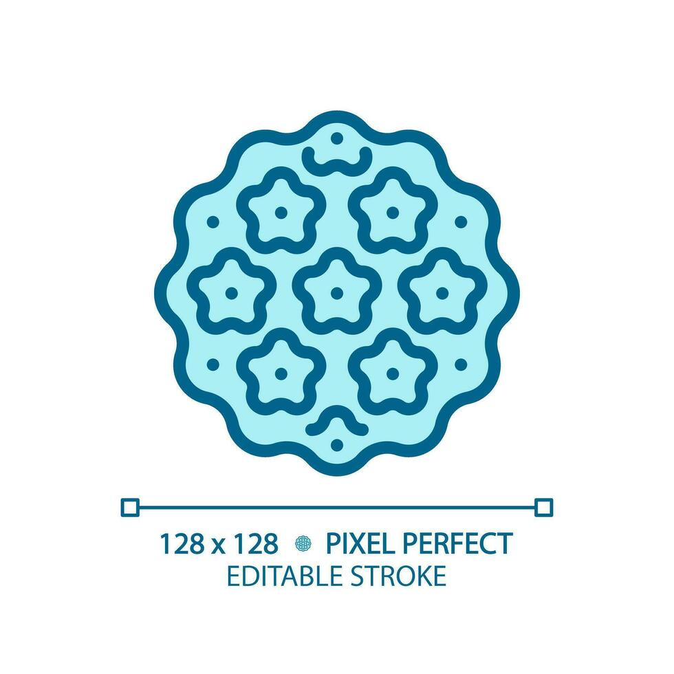 2D pixel perfect editable blue bacteria icon, isolated monochromatic vector, thin line illustration. vector