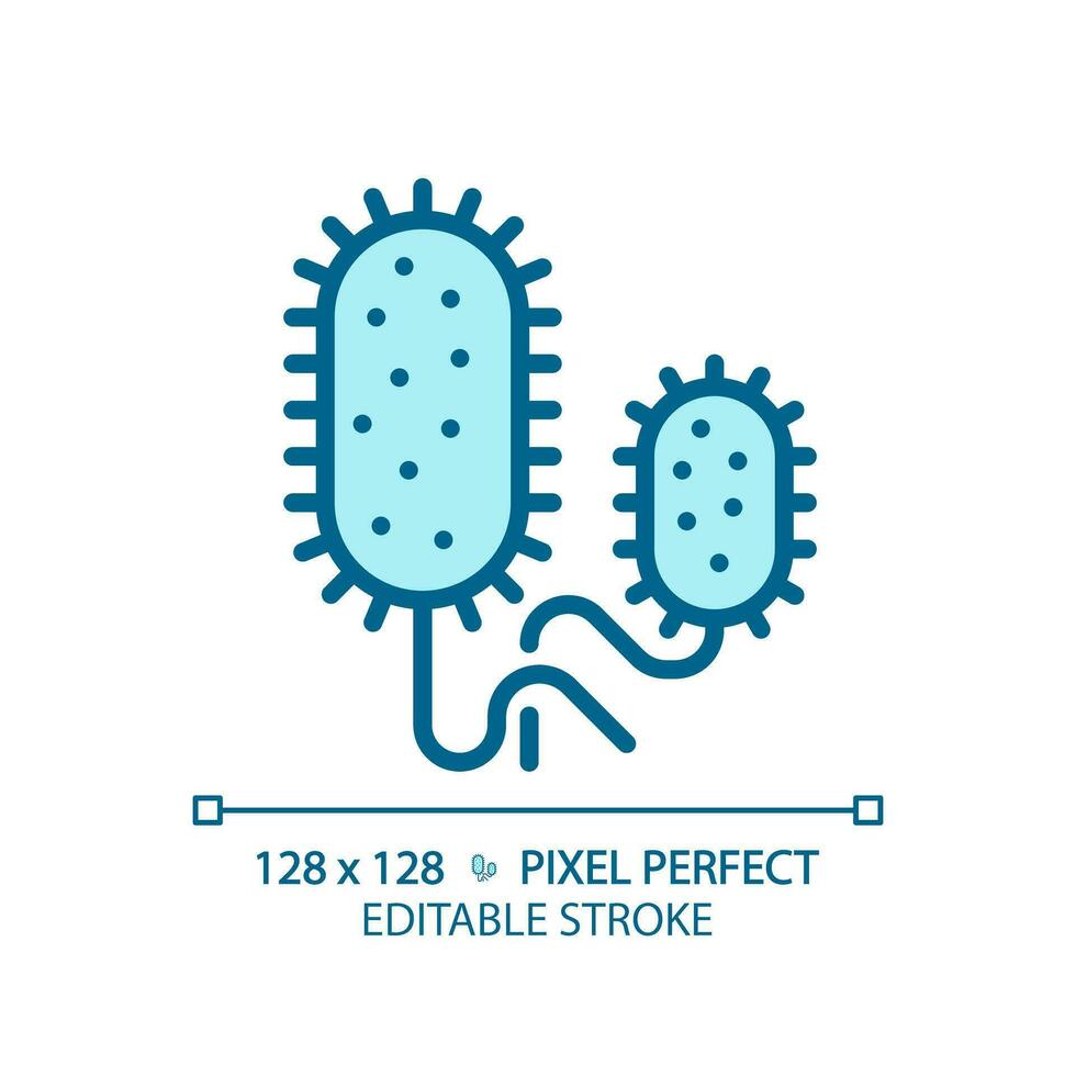 2D pixel perfect editable blue vibrio cholerae icon, isolated monochromatic vector, thin line illustration representing bacteria. vector